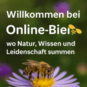 Biene auf Honigwabe im Sonnenlicht – Symbolbild für Online-Biene.de, Themen: Honig, Natur, Imkerei und Leidenschaft.
